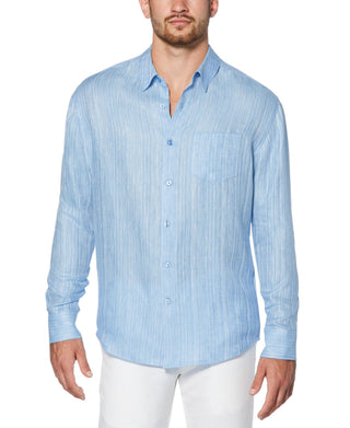 Cubavera Men's Textured Sport Long Sleeve Shirt Blue Size Large