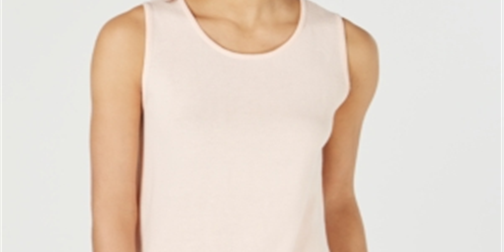 Charter Club Women's Sleeveless Zigzag Sweater Peach Size Large