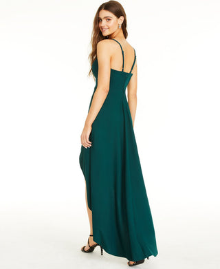 Speechless Junior's Scalloped Neck High Low Dress Green Size 3