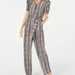 NY Collection Women's Printed Puff Sleeve Jumpsuit Black Size Petite XL