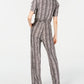 NY Collection Women's Printed Puff Sleeve Jumpsuit Black Size Petite XL