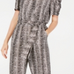 NY Collection Women's Printed Puff Sleeve Jumpsuit Black Size Petite XL