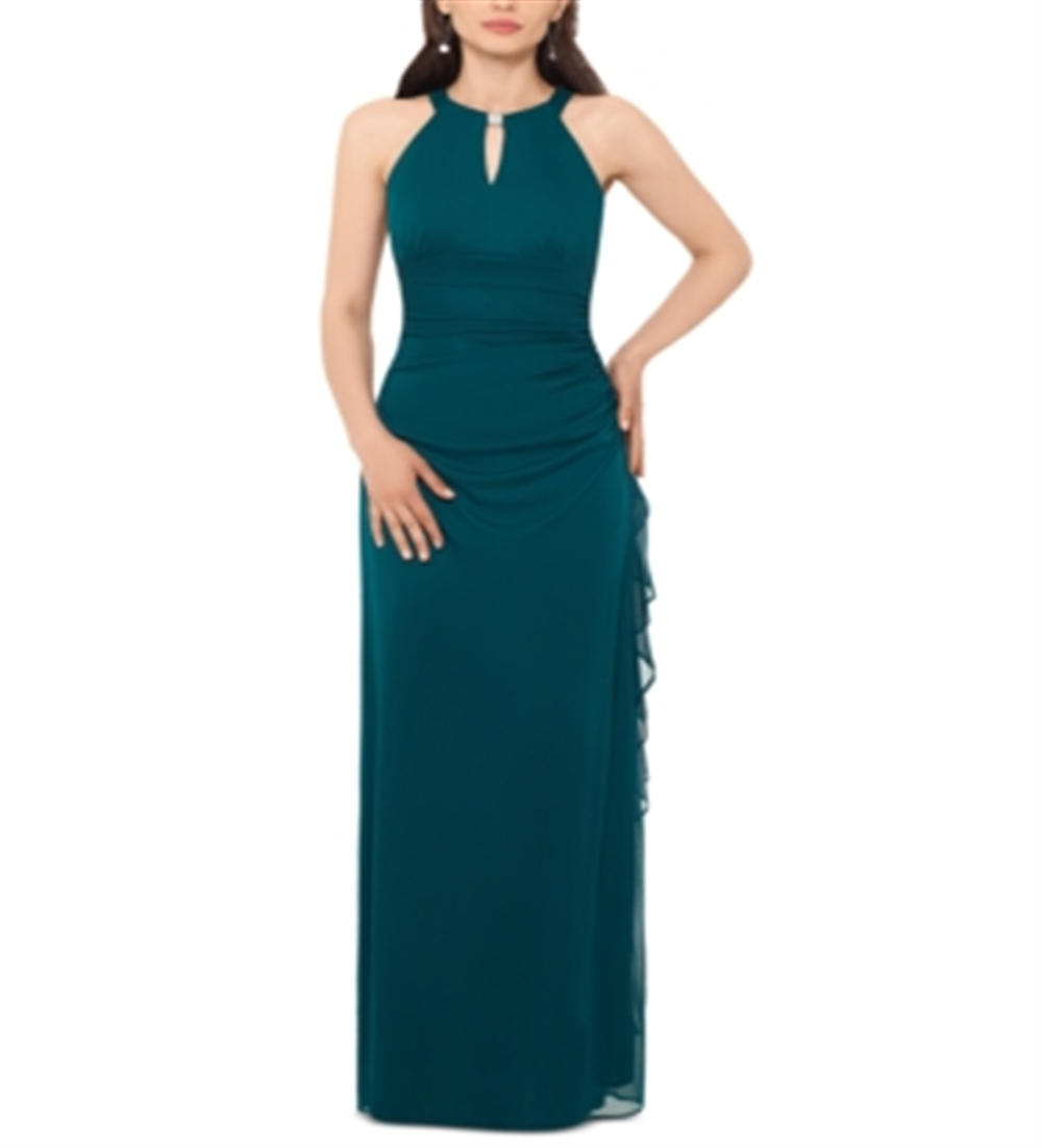 Betsy & Adam Women's Sleeveless Maxi Sheath Dress Green Size 12 Petite