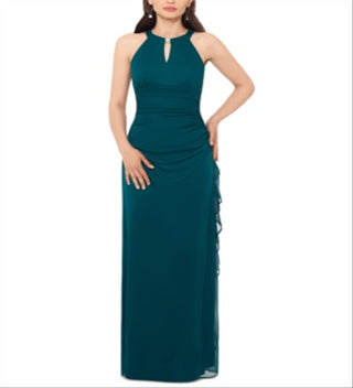 Betsy & Adam Women's Sleeveless Maxi Sheath Dress Green Size 12 Petite