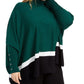 Alfani Women's Plus Colorblock Poncho Green Size 4XL