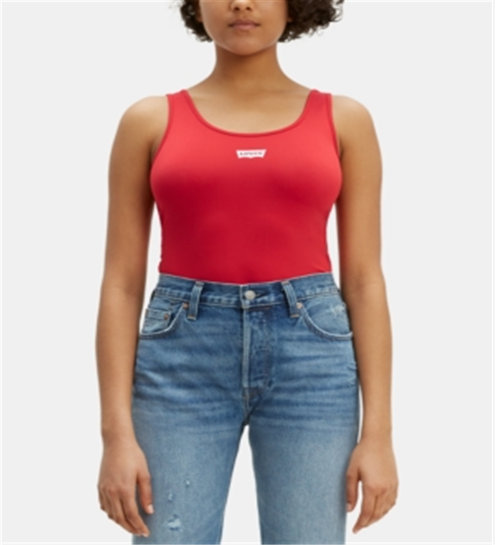 Levi's Women's Sleeveless Full Coverage Bodysuit Red Size S