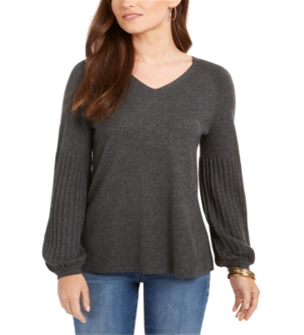 Style & Co Women's Bishop Sleeve Tunic Sweater Gray Size 2XL