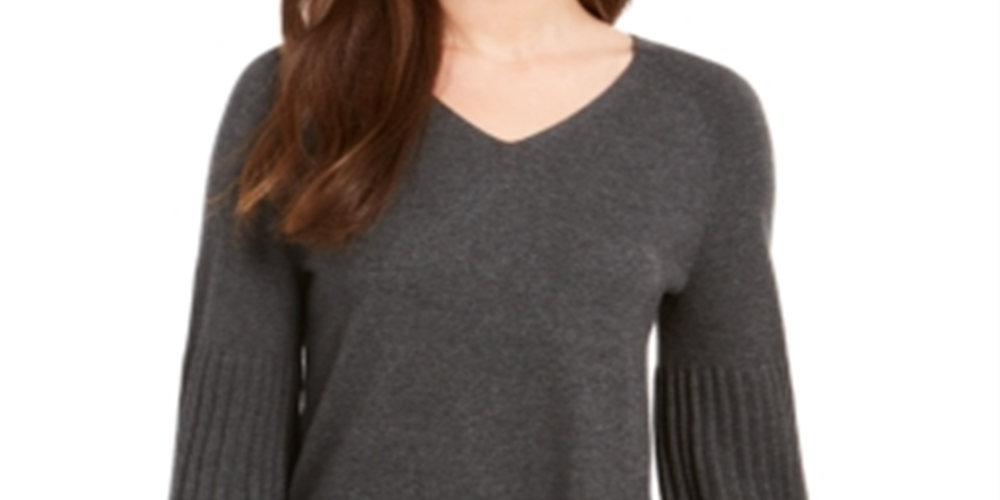 Style & Co Women's Bishop Sleeve Tunic Sweater Gray Size 2XL