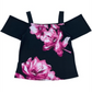 INC International Concepts Women's Floral Off Shoulder Top Black Size Small