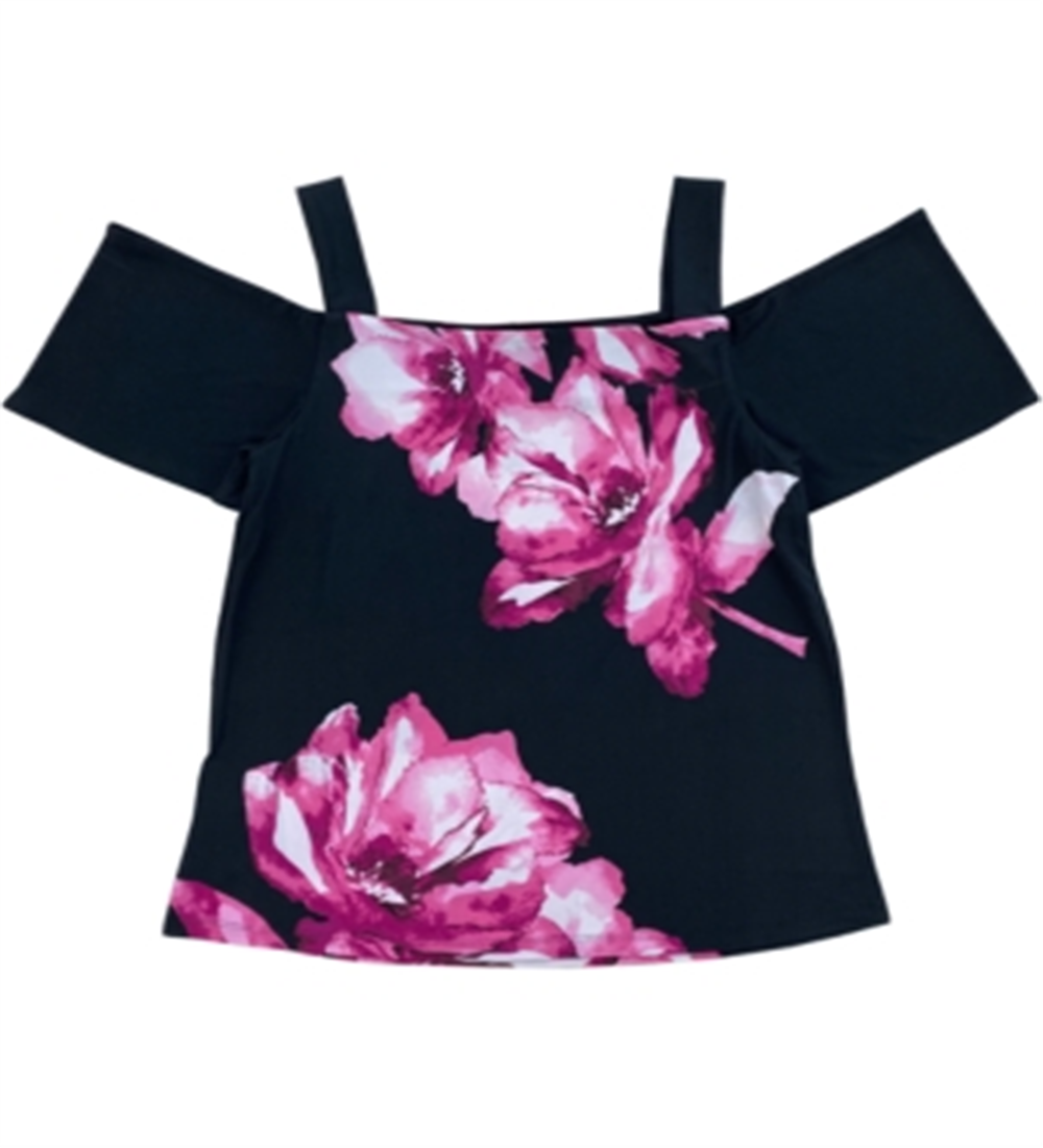 INC International Concepts Women's Floral Off Shoulder Top Black Size Small