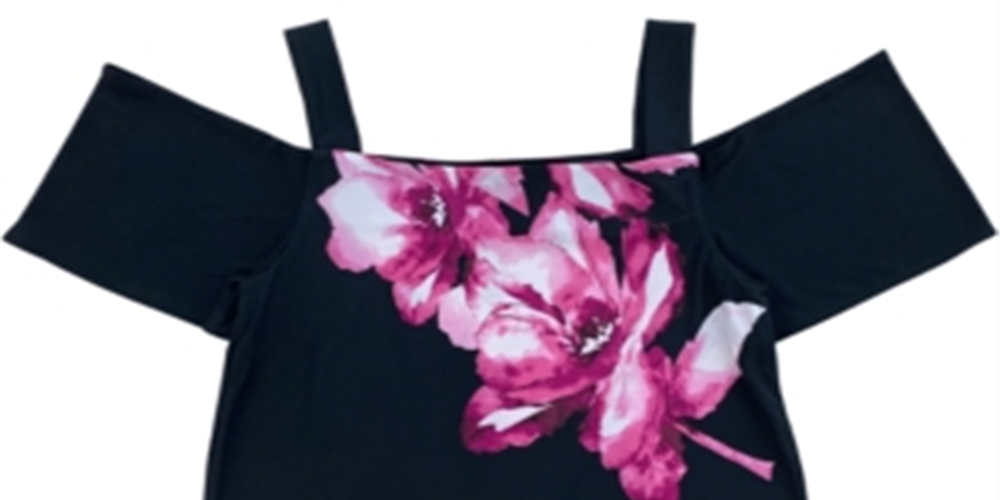 INC International Concepts Women's Floral Off Shoulder Top Black Size Small