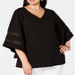 Alfani Women's Plus Mesh Inset Top Black Size 1X