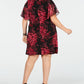 Connected Women's Plus Flutter Sleeve Floral Dress Wine Size 16 W