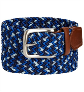 Club Room Men's Woven Faux Leather Trim Braided Belt Blue Size Small