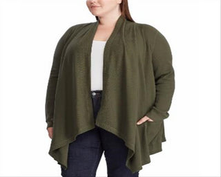Ralph Lauren Women's Plus Cotton Waffle Knit Cardigan Sweater Green Size 2X