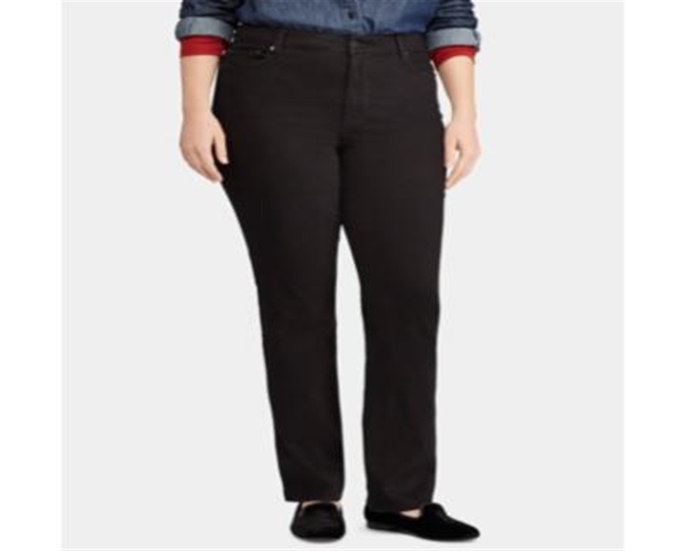 Ralph Lauren Women's Plus Premier Straight Jeans Black Size 14 W