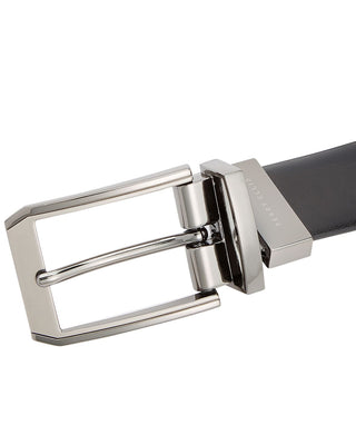Perry Ellis Men's Tone Matte and Shine Buckle Reversible Belt Black Size 42