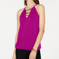 INC International Concepts Women's Neon Circle Chain Front Halter Blouse Pink Size Medium