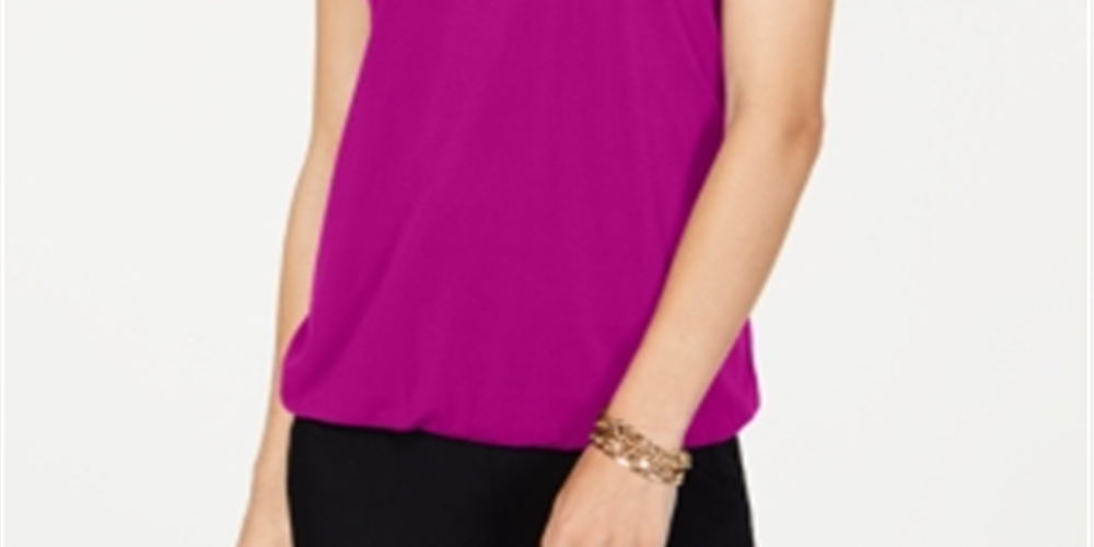 INC International Concepts Women's Neon Circle Chain Front Halter Blouse Pink Size Medium