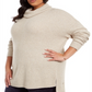 Style & Co Women's Plus Mixed Ribbed Turtleneck Tunic Sweater Brown Size 3X
