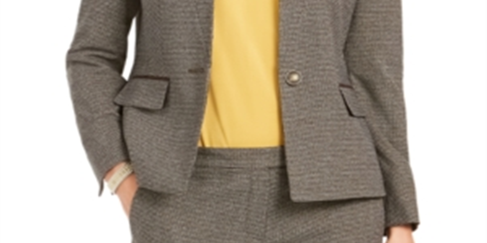 Kasper Women's Houndstooth Print Jacket Brown Size 6