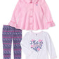 Kids Headquarters Toddler Girls 3-Pc. Fleece Jacket Love Top & Printed Leggings Set Pink Size 3T