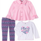 Kids Headquarters Toddler Girls 3-Pc. Fleece Jacket Love Top & Printed Leggings Set Pink Size 3T