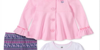 Kids Headquarters Toddler Girls 3-Pc. Fleece Jacket Love Top & Printed Leggings Set Pink Size 3T