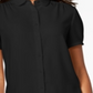 Anne Klein Women's Short Sleeve Button Down Blouse Black Size 8