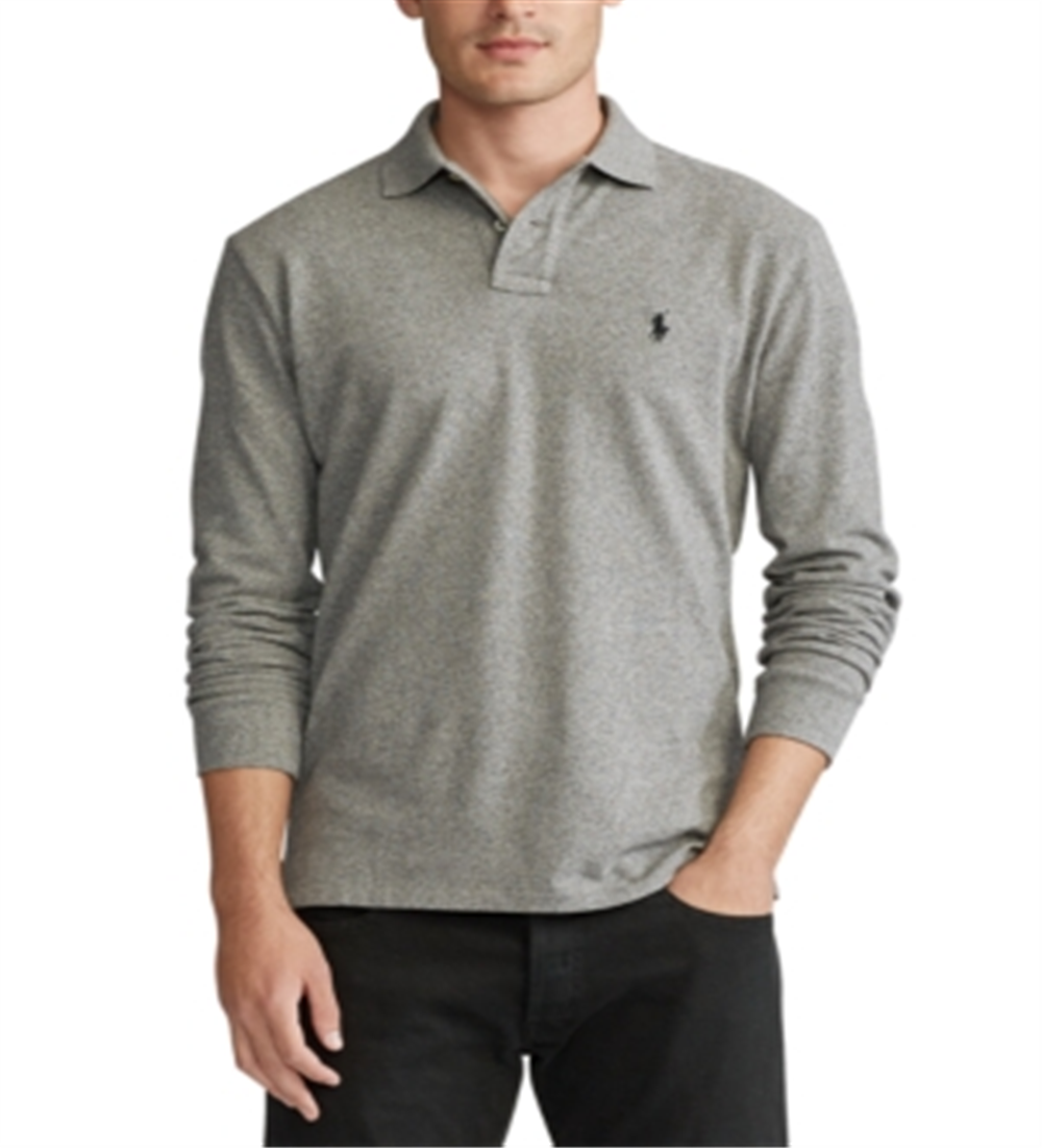 Ralph Lauren Men's Big & Tall Long Sleeve Solid Mesh Shirt Gray Size 2XB