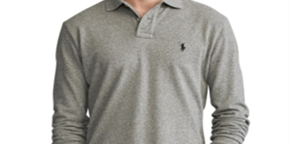 Ralph Lauren Men's Big & Tall Long Sleeve Solid Mesh Shirt Gray Size 2XB
