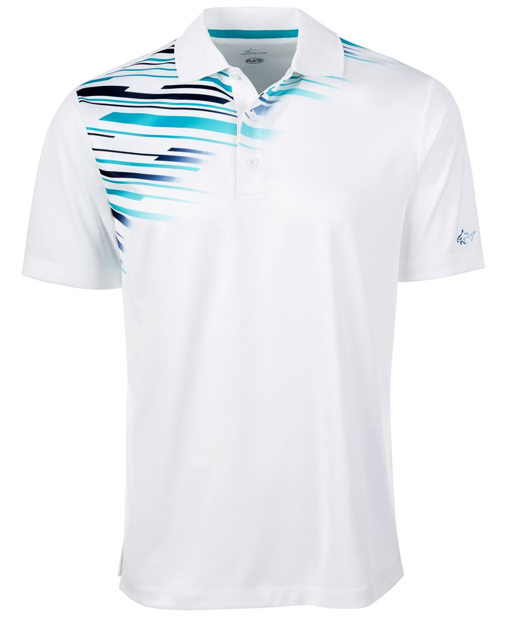 Attack Life By Greg Norman Men's Short Sleeve Polo Shoulder Print Shirt White Size Small