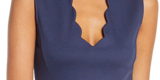 French Connection Women's Lula Scalloped Edge Mini Dress Blue Size 10