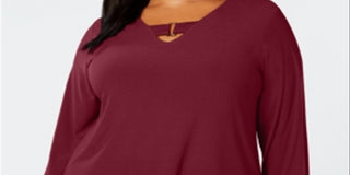 Alfani Women's Keyhole Tunic Wine Size 4X