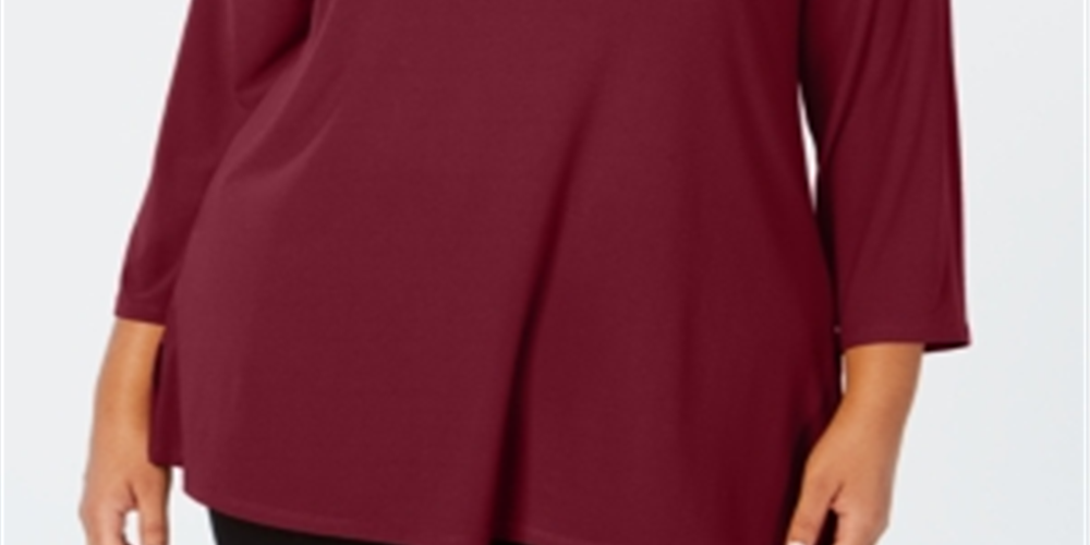 Alfani Women's Keyhole Tunic Wine Size 4X