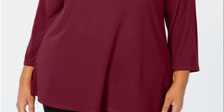Alfani Women's Keyhole Tunic Wine Size 4X