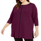 Alfani Women's Contrast Stripe Tunic Wine Size 3X