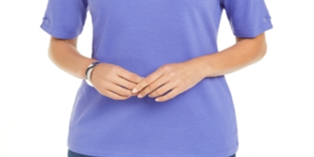 Karen Scott Women's Cotton Ring Top Blue Size M