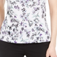 Karl Lagerfeld Women's Floral Print Cap Sleeve Blouse White Size XXS