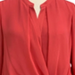 Alfani Women's Tie Front Solid Long Sleeve with Buttons Blouse Top Red Size Large