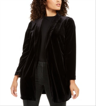 Alfani Women's Velvet Long Jacket Black Size Petite Small