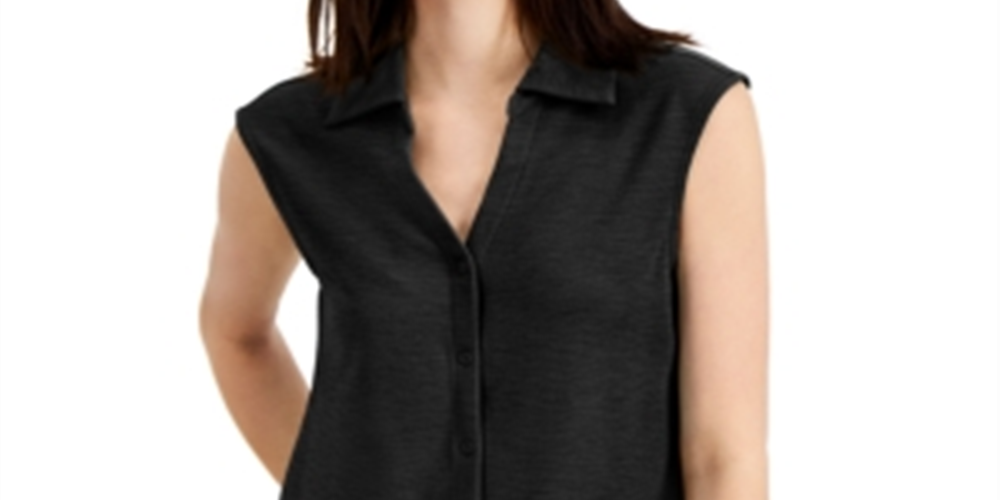 Alfani Women's Sleeveless Blouse Black Size Large