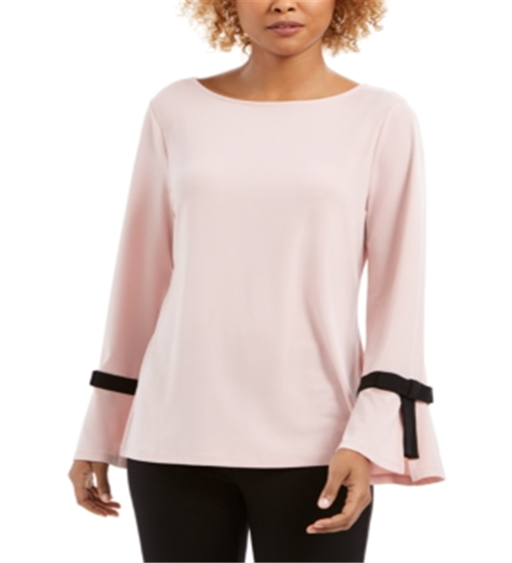 Charter Club Women's Tie Detail Sweater Pink Size Petite
