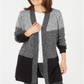 Karen Scott Petite Colorblocked Cardigan Black Size Petite L