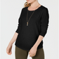 Style & Co Women's Scoop Neck Top Black Size Petite M