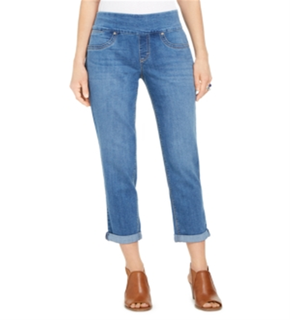 Style & Co Women's Ella Cuffed Boyfriend Jeans Blue Size Petite Medium