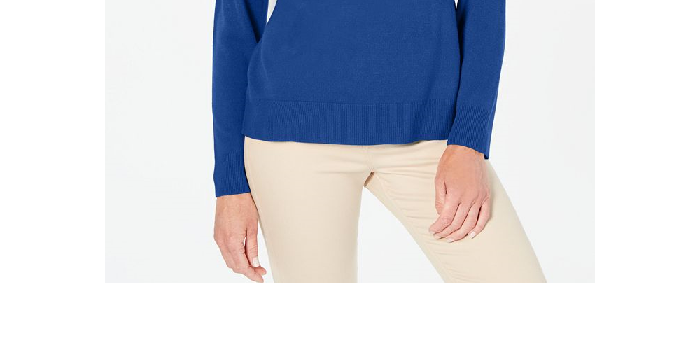 Karen Scott Women's Button Shoulder Sweater Blue SizePetite L
