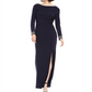 Vince Camuto Women's Long Sleeve Maxi Sheath Dress Blue Size 14