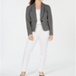 Le Suit Women's Shawl lapel Printed Blazer Formal Jacket Gray Size 12