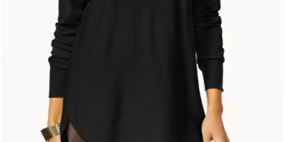 INC International Concepts Women's Shirttail Sweater Black Size Large